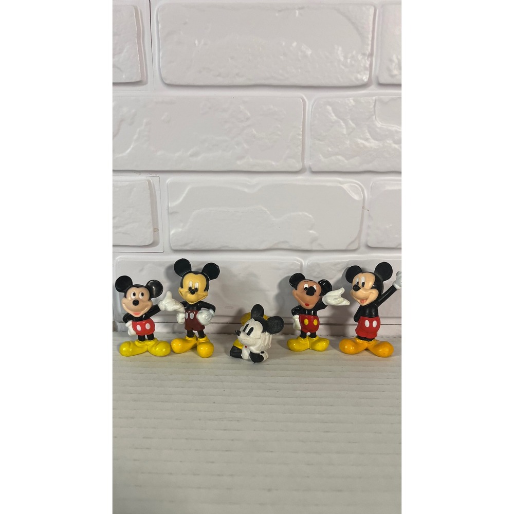 Disney Mickey Mouse Figurine Lot Unisex OS Multi-Color Vintage Style Mini 5pc